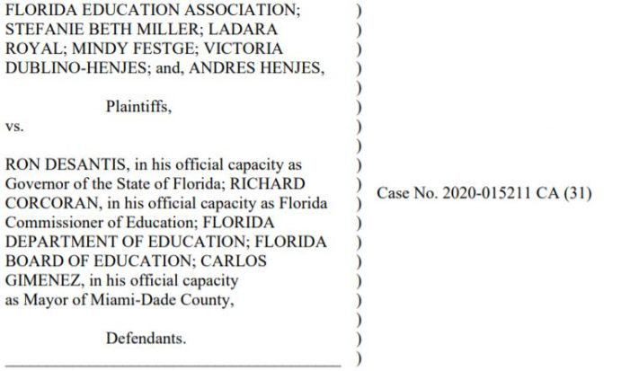 Florida Education Association files emergency order against Gov. Ron DeSantis to keep schools closed
